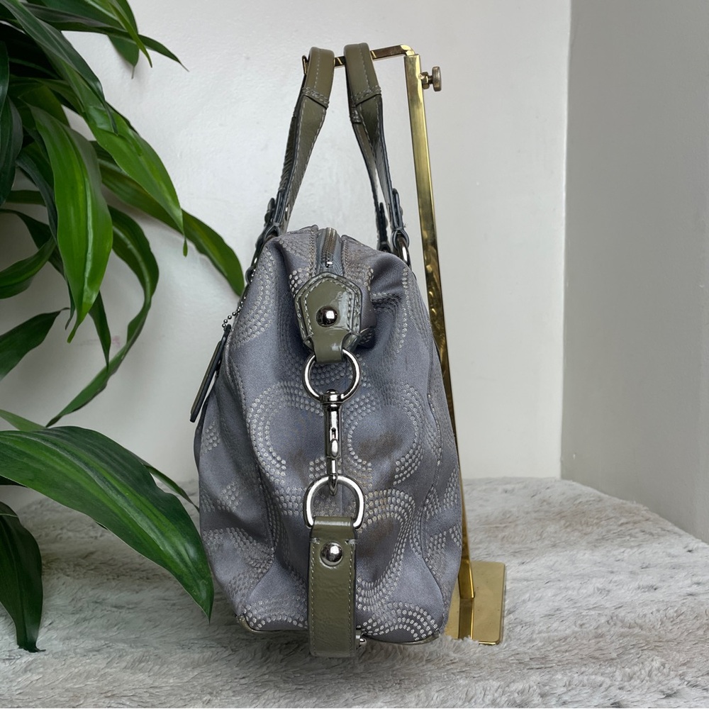 Coach Ashley Dotted OP Signature Satchel Purse Gray - Picture 3 of 13